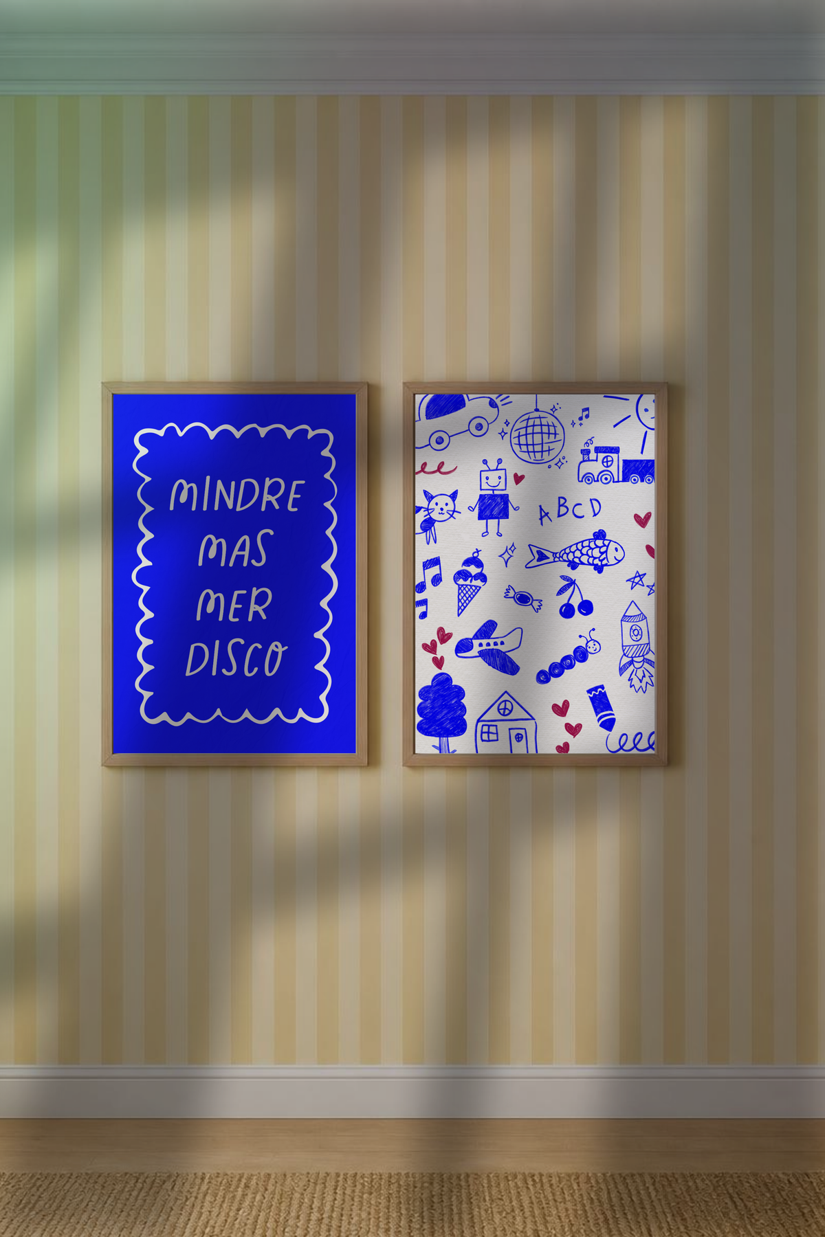 «Mindre mas, mer disco» – blå plakat